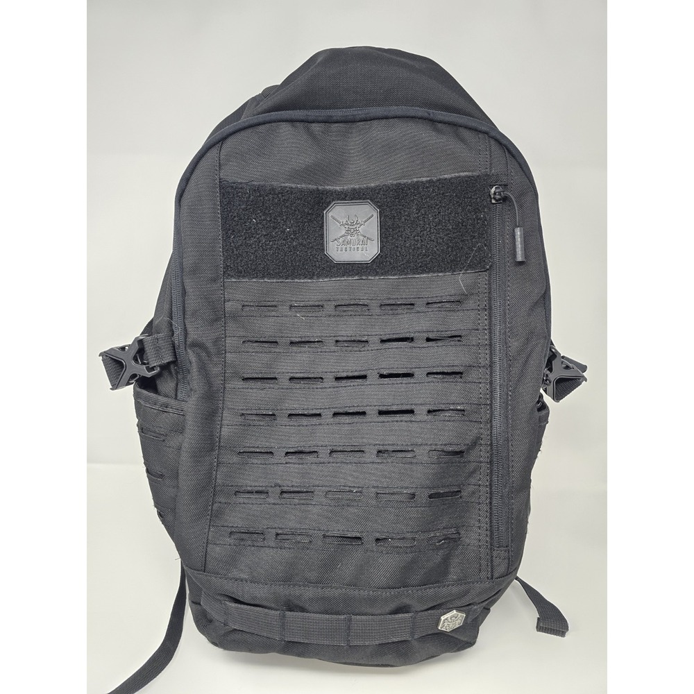 Samurai Tactical Backpack Black MOLLE Storage Laptop Compartment Good Condition
